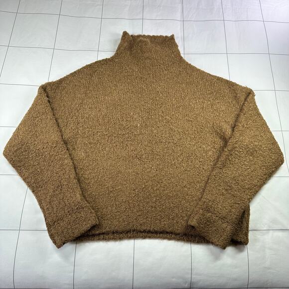 J.Crew Sweater Womens Medium Brown Tan Boucle Yarn Textured Relaxed Alpaca Wool - Picture 2 of 8